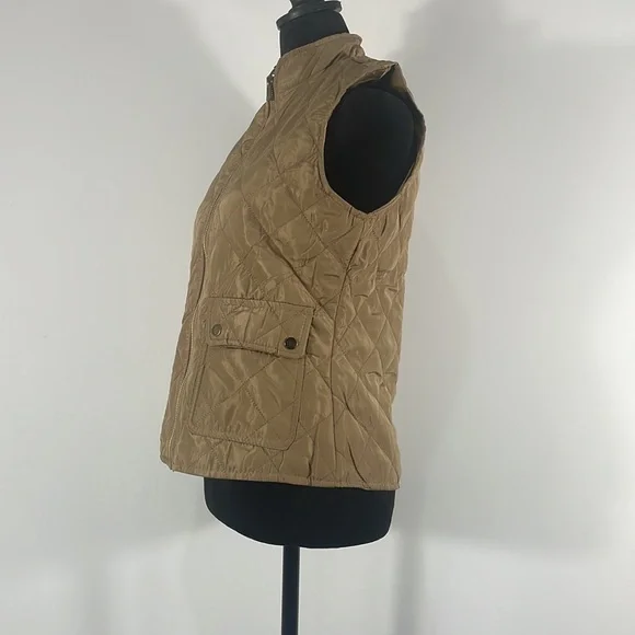 Louise Paris, Medium, Quilted, Tan Vest, Gold accents, winter, fall - Picture 2 of 10